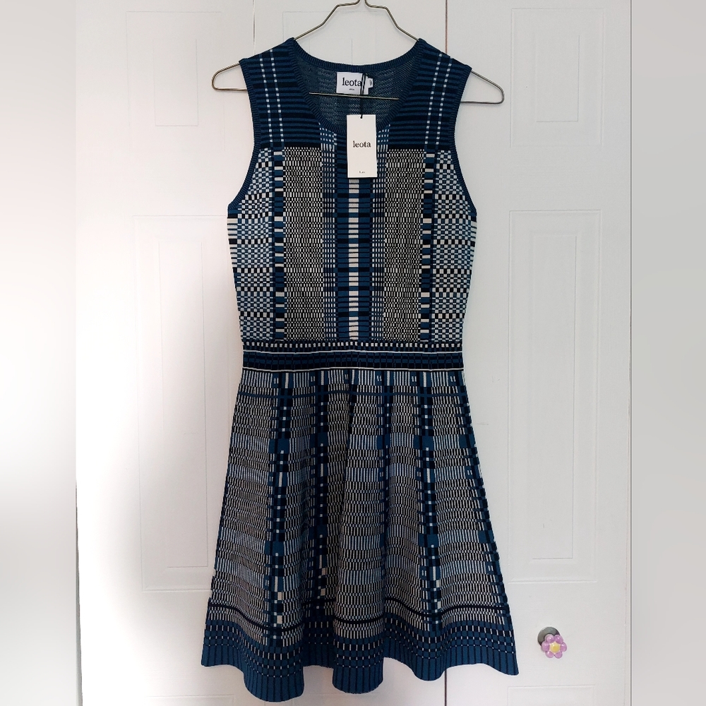 Blue chic work office dress